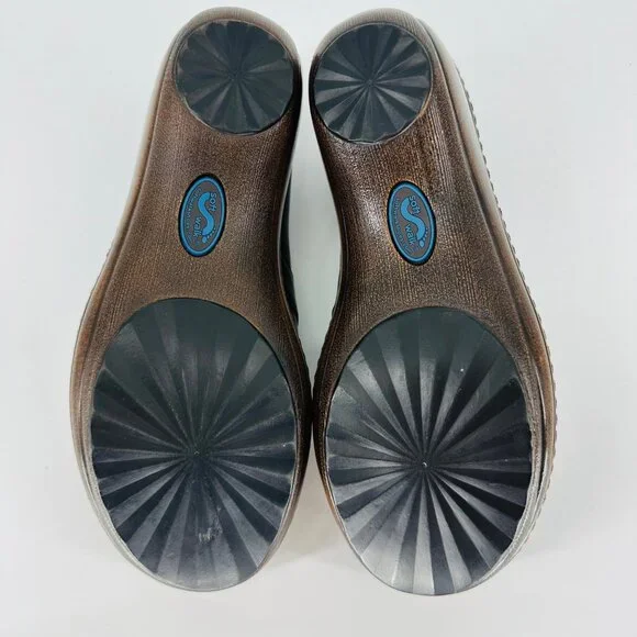 SoftWalk Brown Leather Slip On Melody Platform Non-Skid Work Clog Wedge Mule 6M - Picture 6 of 8